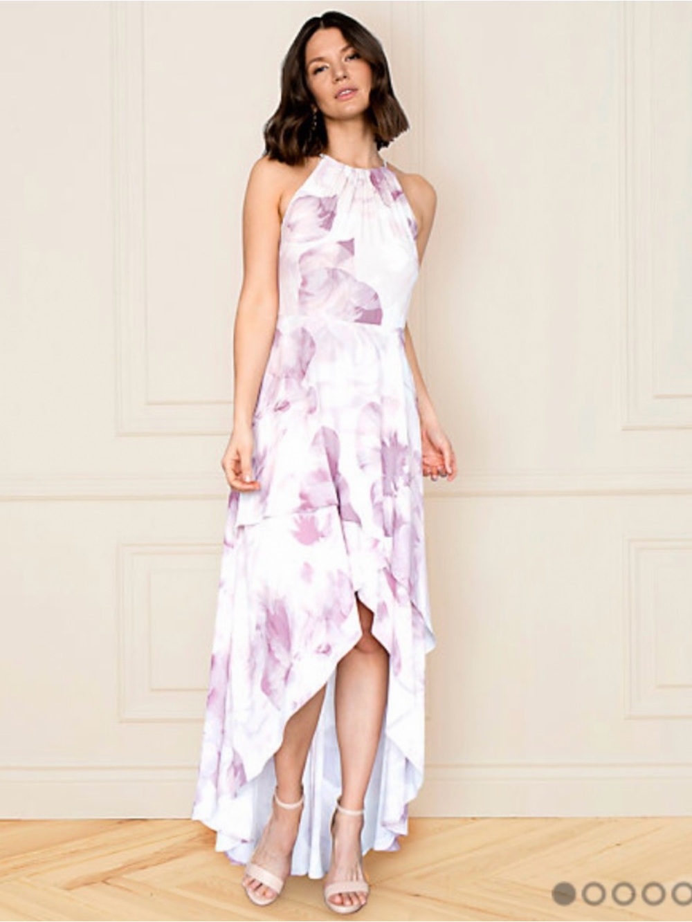 Le Chateau Pink Floral Chiffon High-Low Maxi Dress - Summer, wedding, formal